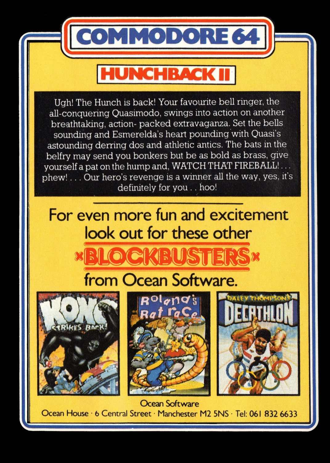 Hunch Back 2 box art for Commodore 64